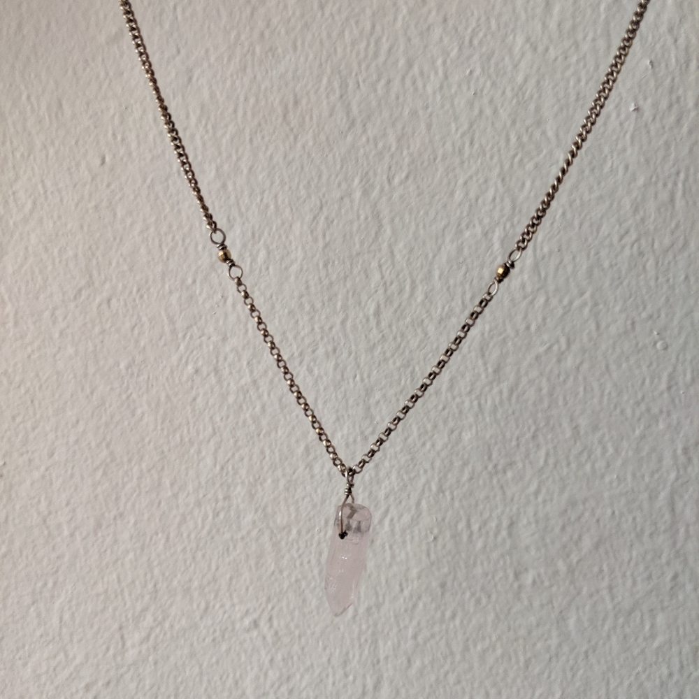 Chan Luu rose quartz baguette pendant necklace